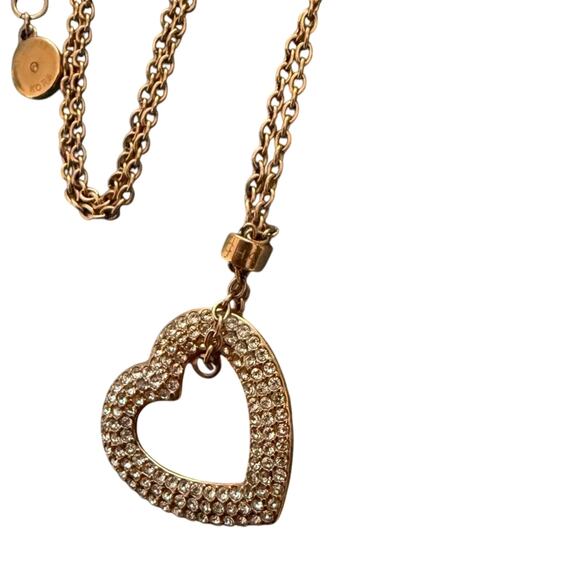 Michael Kors Rose Gold Long Heart Pendant Necklace - Picture 1 of 14